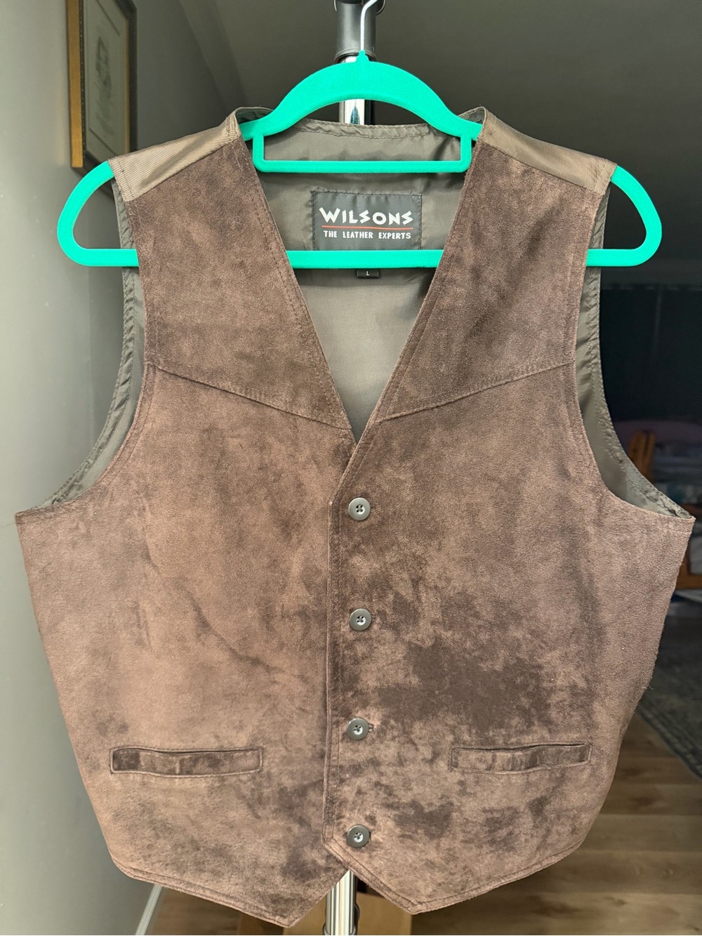 Wilsons Leather Brown Suede Men’s Button Vest